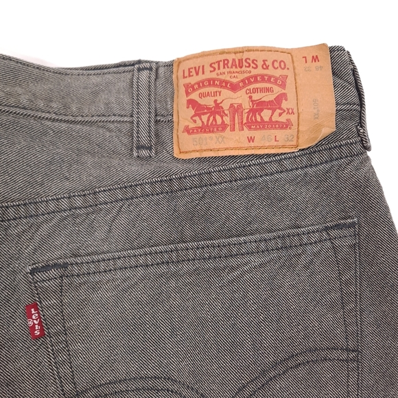 Levi's Original 501 Men's Jeans Black White Button Fly - Sz 46x32 (Meas 44x32) - Picture 4 of 10